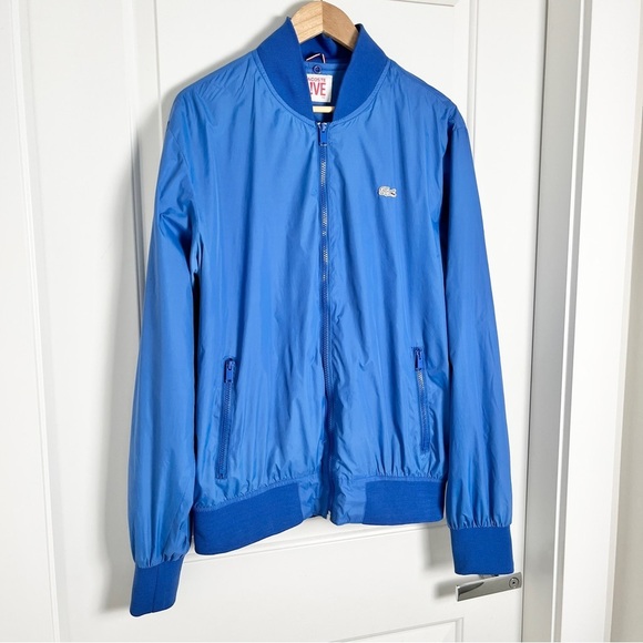 Lacoste Live Retro Y2K Style Zip-Up Sports Track Jacket- Blue, Men's Large - Picture 3 of 10